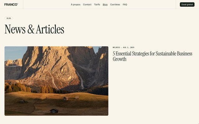 Page Blog du site Franco.
