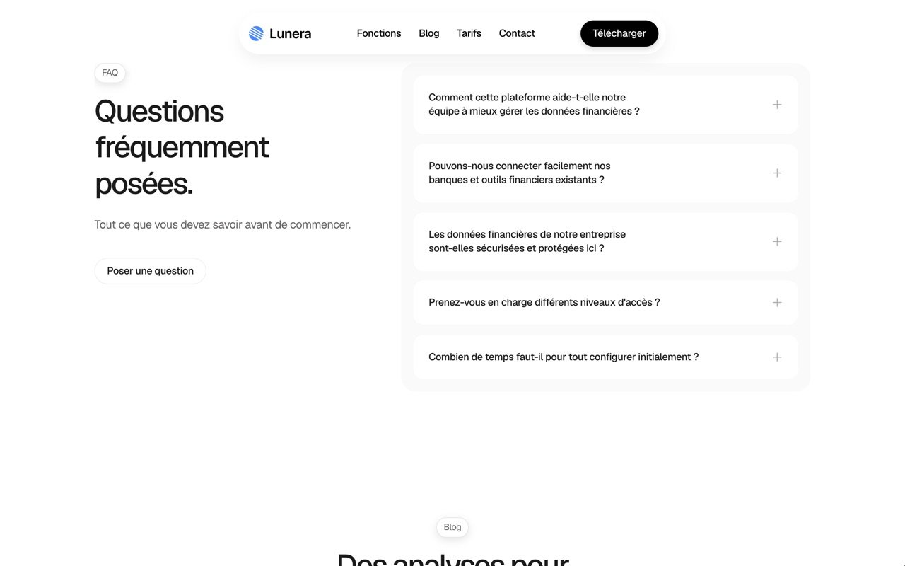 Section des questions fréquentes de Kredo, en accordéon.