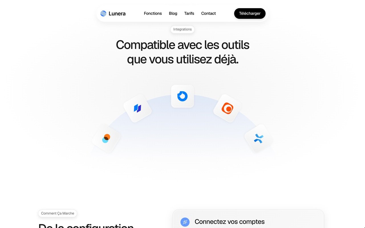 Section des intégrations de Kredo : les logos d'outils compatibles disposés en arc de cercle.