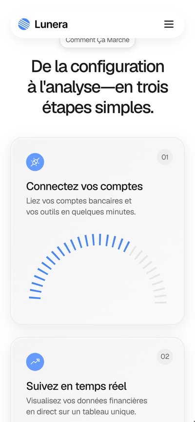 Première étape de Kredo sur téléphone : « Connectez vos comptes », avec une jauge bleue.